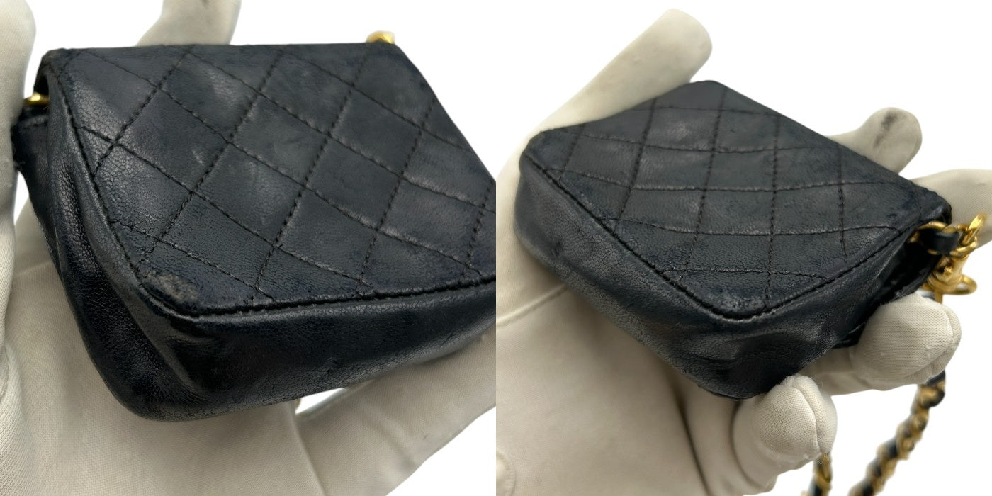 CHANEL シャネル マトラッセ マイクロミニ チェーン ショルダーバッグ ブランド 鞄 ミニ レディース レザー 中古 W4