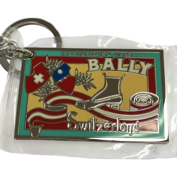 BALLY バリー キーホルダー キーリング プレート シューズ柄 スイス シルバーカラー 中古 T1