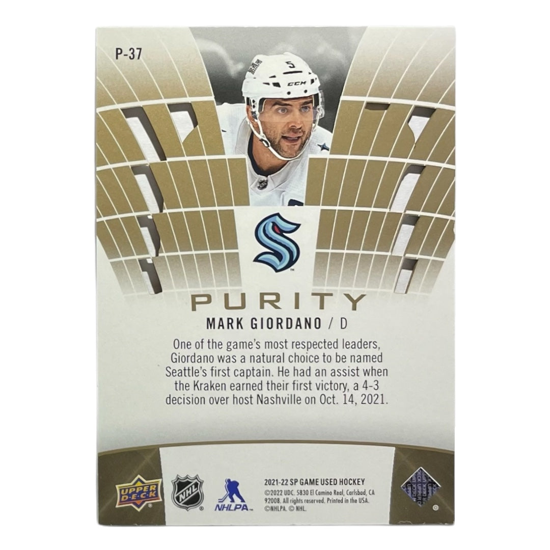 UPPER DECK NHLカード SP GAME USED MARK GIORDANO SEATTLE KRAKEN /150 #P-37 中古 IT2