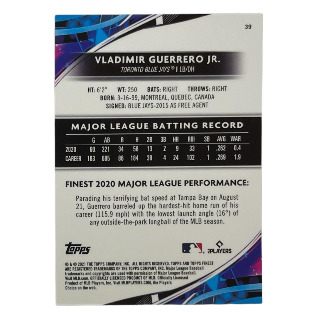 TOPPS MLBカード FINEST VLADIMIR GUERRERO JR. TORONTO BLUE JAYS /300 #39 中古 IT2