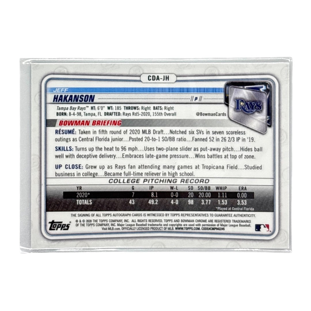 TOPPS MLBカード BOWMAN CHROME 1ST JEFF HAKANSON TAMPA BAY RAYS /250 #CDA-JH 中古 IT1