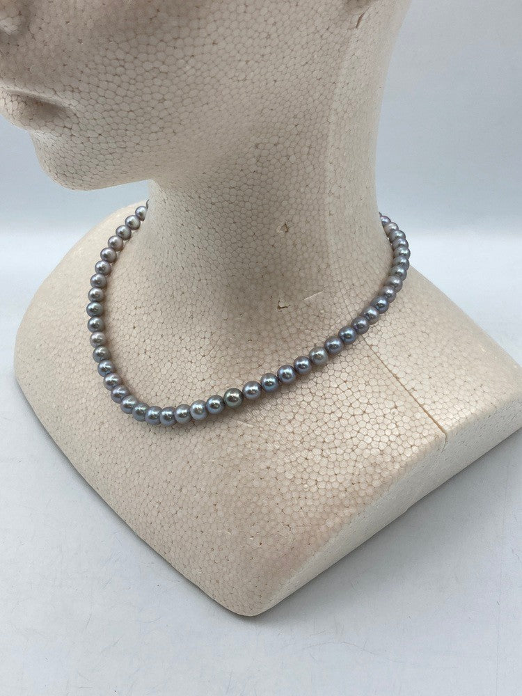 シルバー 4.5ー7.0mm グレーパール ネックレス 中古 D4