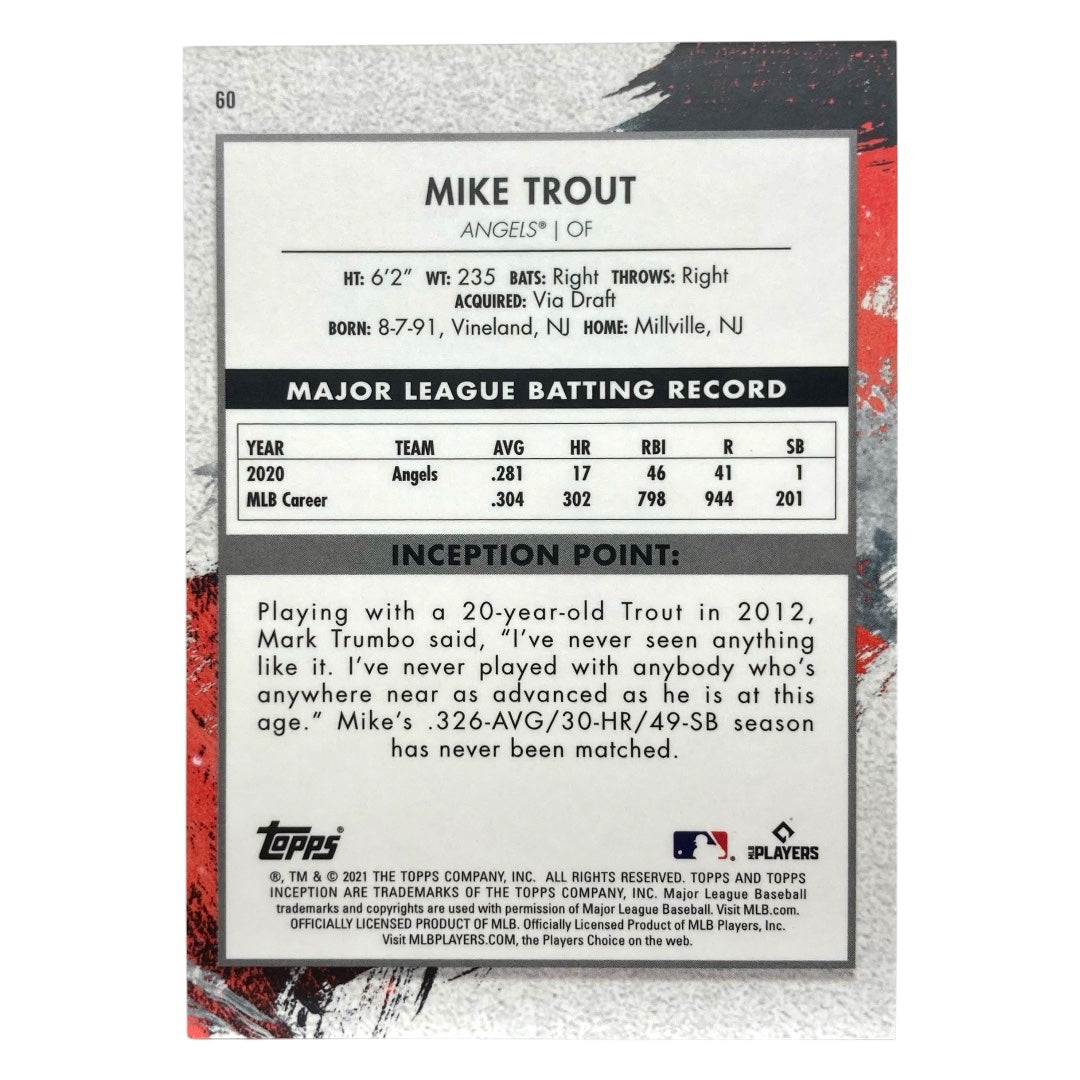 TOPPS MLBカード INCEPTION MIKE TROUT ANGELS #60 中古 IT2