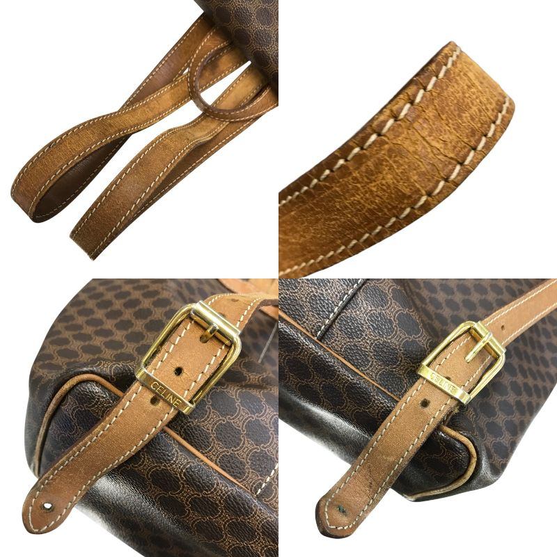 CELINE セリーヌ マカダム リュックサック レディース PVC/レザー ブラゾン バックパック ヴィンテージ ブラウン 中古 T1