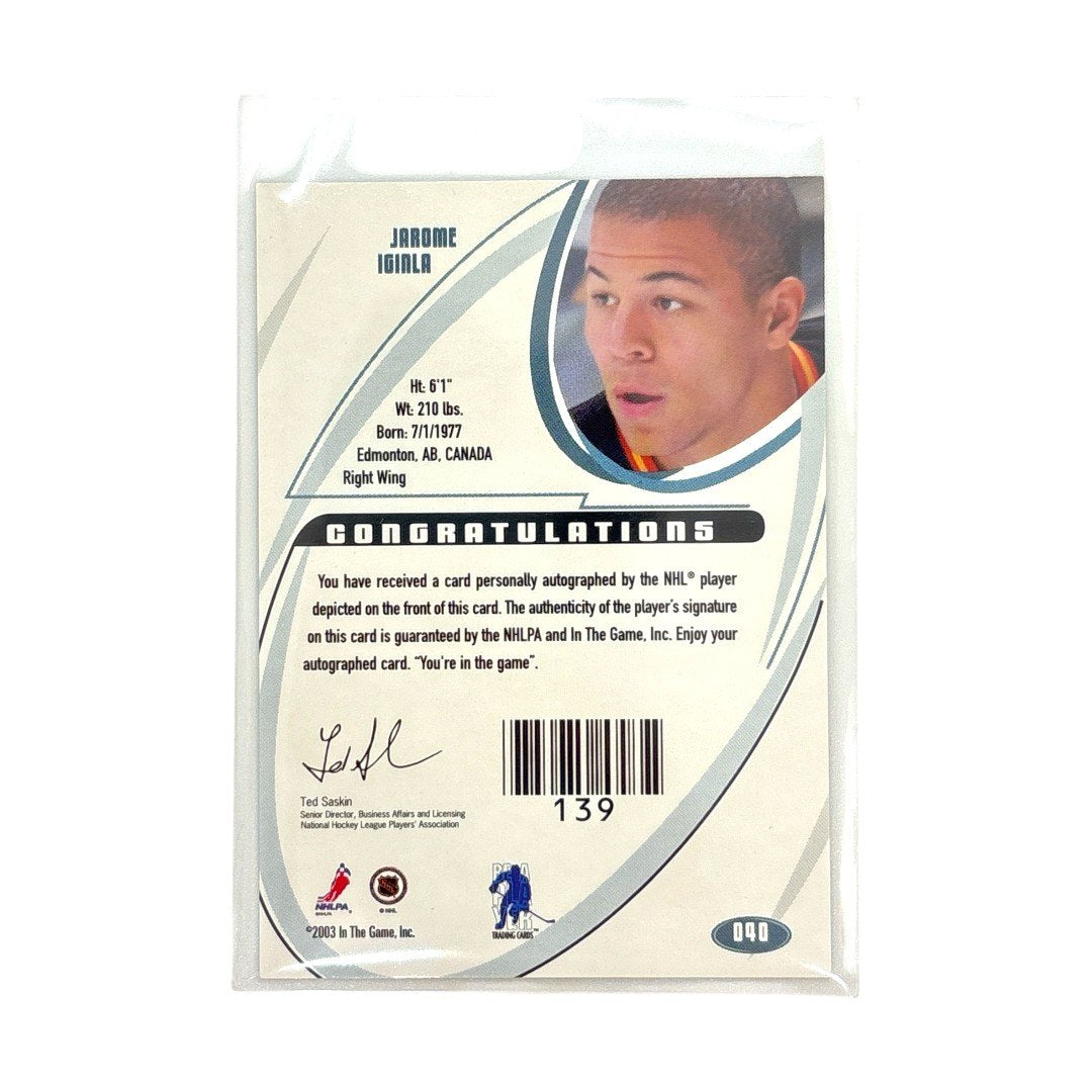 In The Game NHLカード 2002-03 SIGNATURE BE A PLAYER JAROME IGINLA CALGARY FLAMES #040 中古 IT1