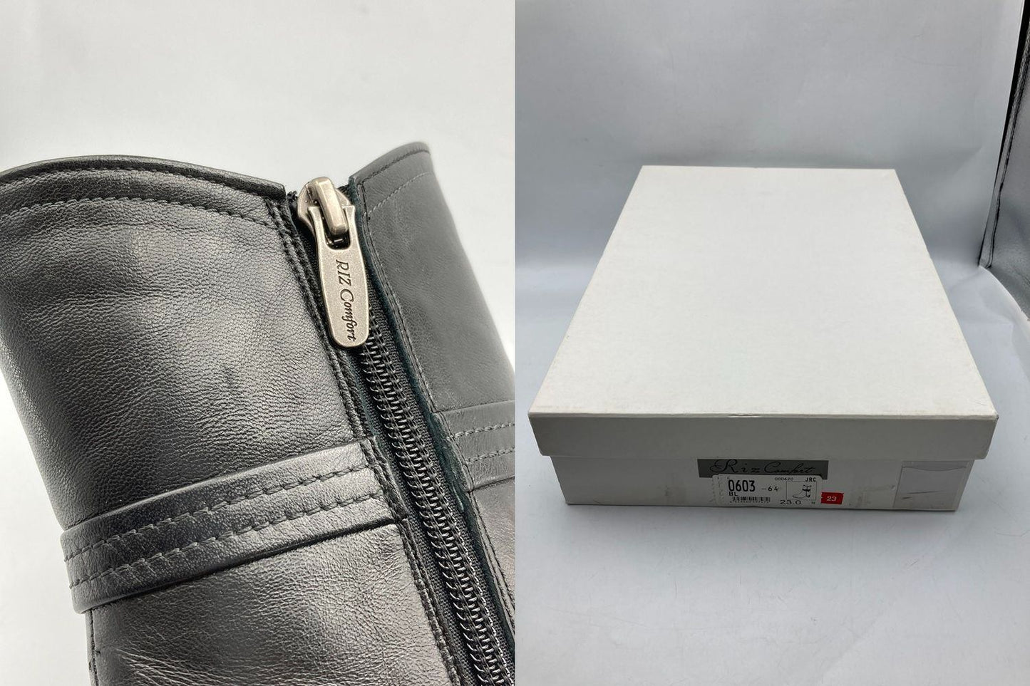 RiZComfort リズコンフォート サイドジップ レザー ショートブーツ 0603 サイズ23.0cm 中古 D4