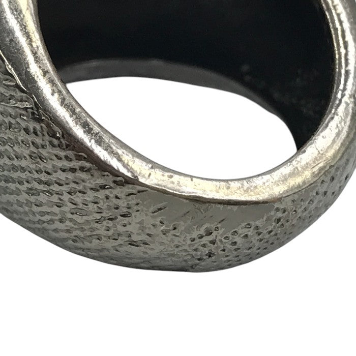 DIESEL ディーゼル リング メンズ チャンキーリング 指輪 ロゴ 総柄 グレー 17号 中古 T1
