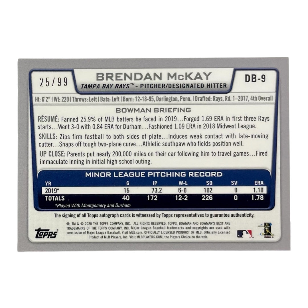 TOPPS MLBカード BOWMAN'S BEST BRENDAN MCKAY TAMPA BAY RAYS /99 #DB-9 中古 IT2