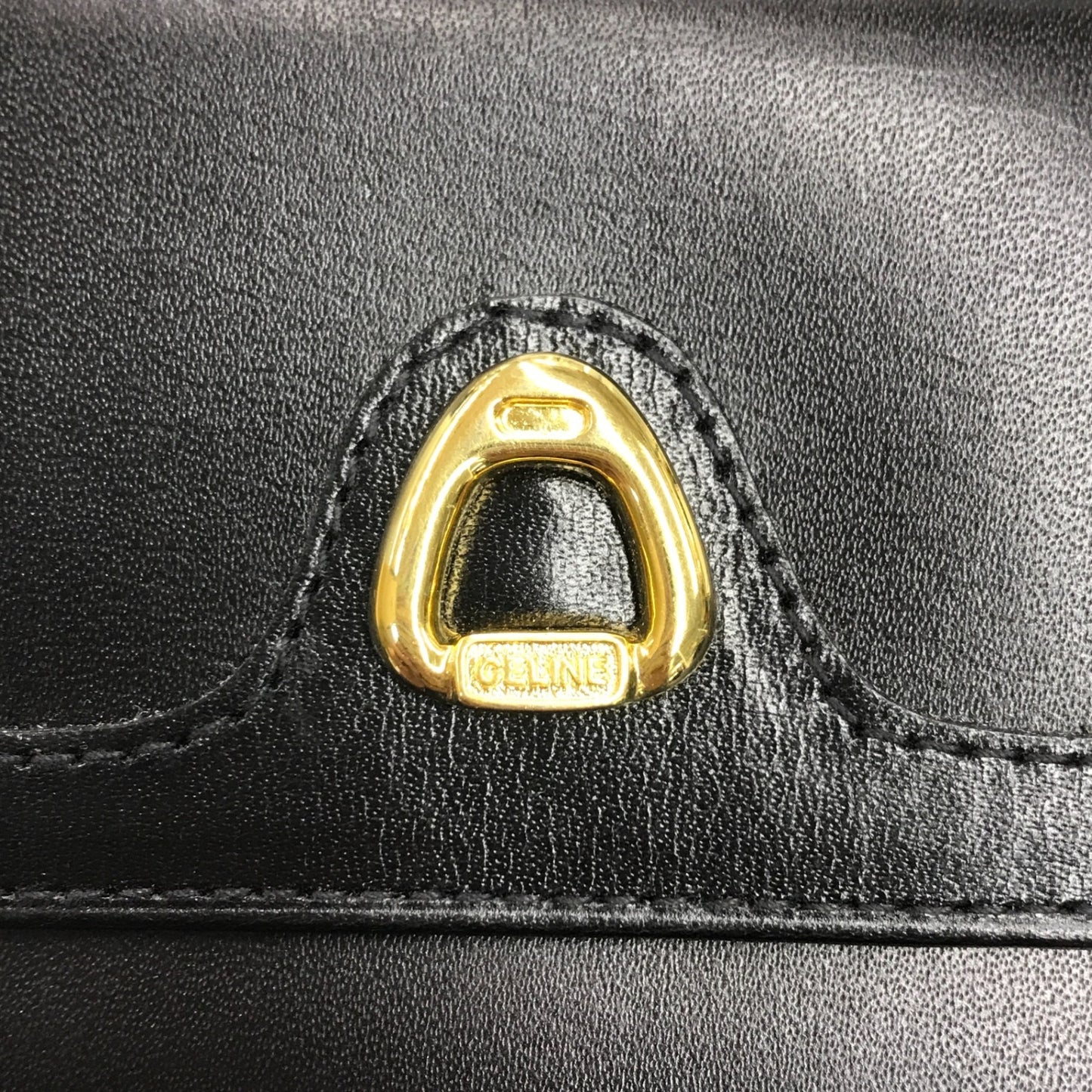 CELINE セリーヌ 財布 レディース 三つ折り レザー ゴールド金具 コンパクト ブラック 中古 T1
