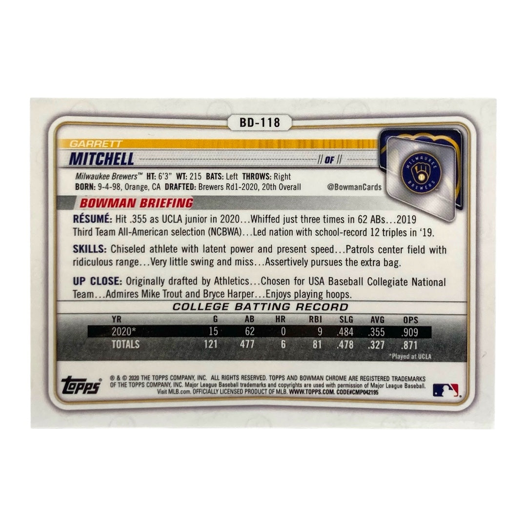 TOPPS MLBカード BOWMAN CHROME GARRETT MITCHELL BREWERS 046/150 #BD-118 中古 IT2