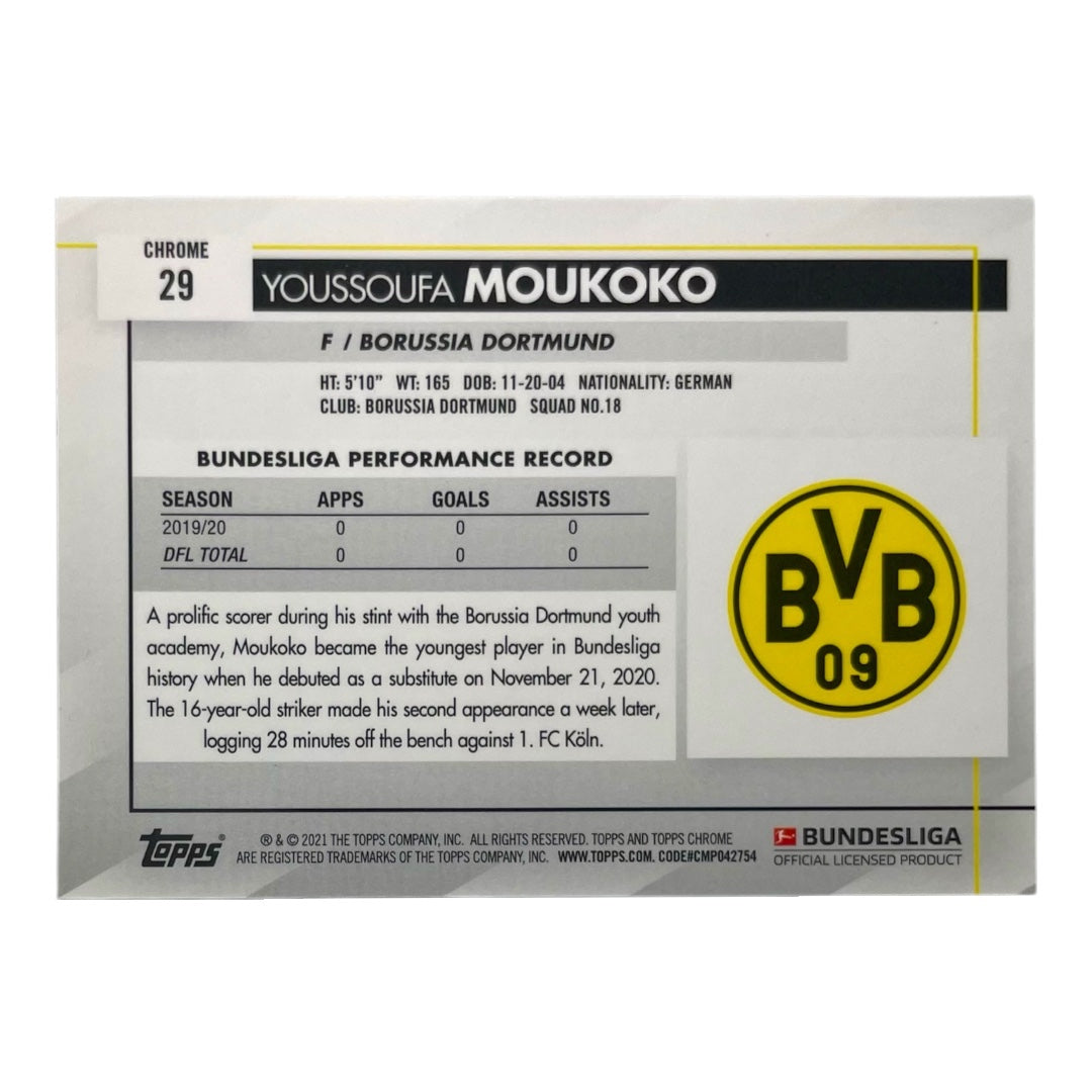 TOPPS サッカーカード CHROME YOUSSOUFA MOUKOKO BORUSSIA DORTMUND #29 中古 IT2