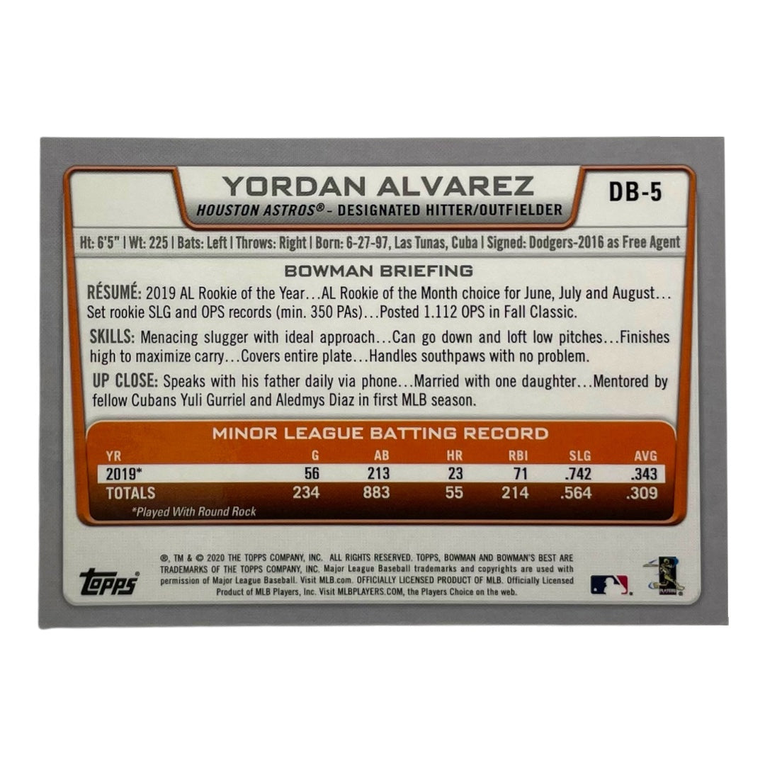 TOPPS MLBカード BOWMAN'S BEST YORDAN ALVAREZ HOUSTON ASTROS #DB-5 中古 IT2
