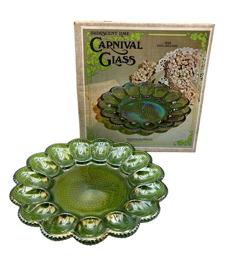 INDIANA GLASS インディアナグラス社 カーニバルがラス エッグレリッシュ 中古 D4