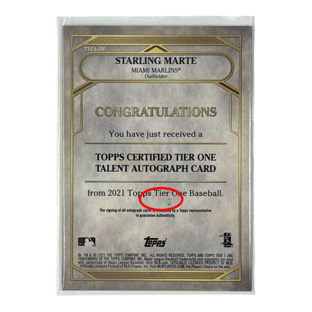 TOPPS MLBカード TIER ONE STARLING MARTE MIAMI MARLINS /300 #T1TA-SM 中古 IT1