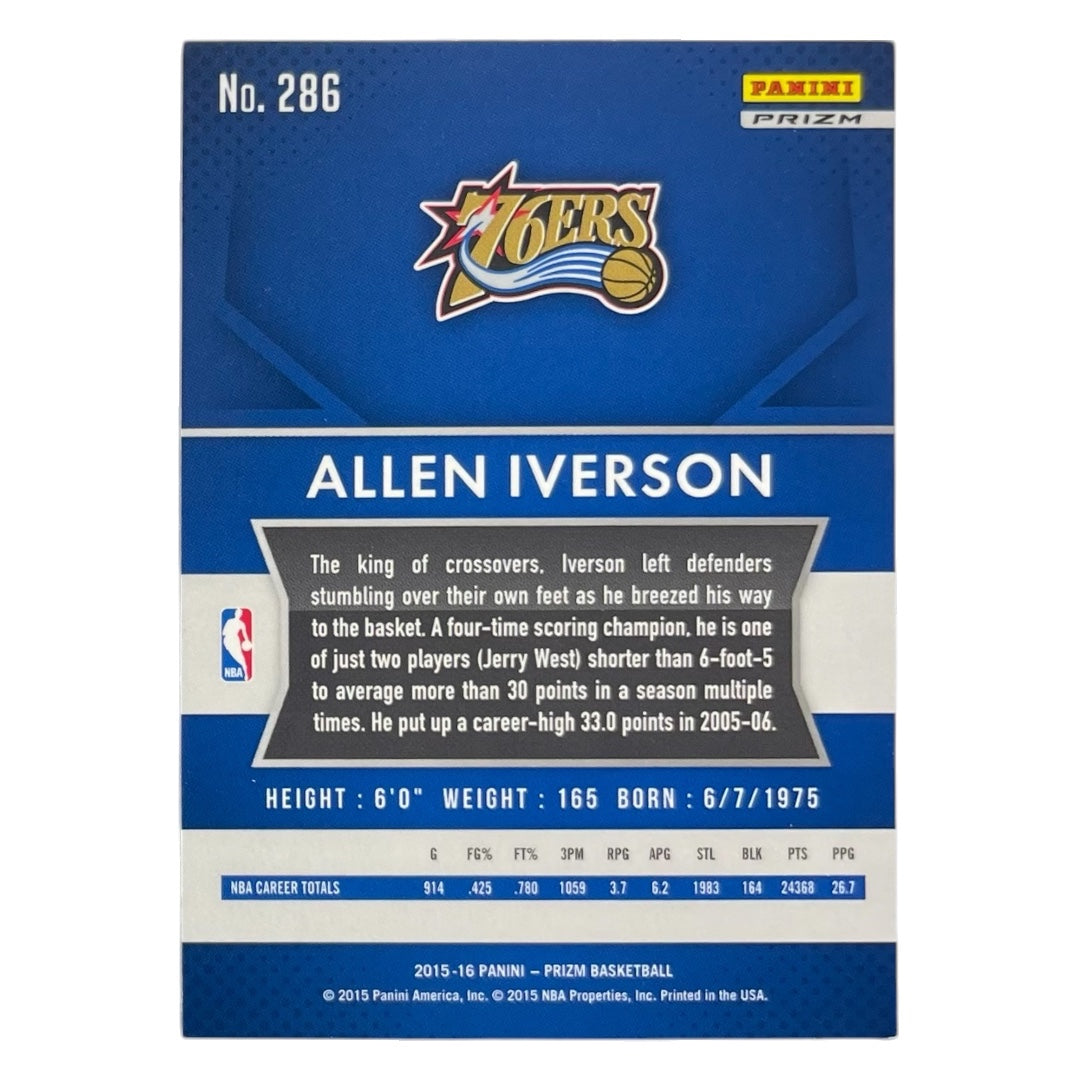 PANINI NBAカード PRIZM ALLEN IVERSON PHILADELPHIA 76ERS #286 中古 IT2