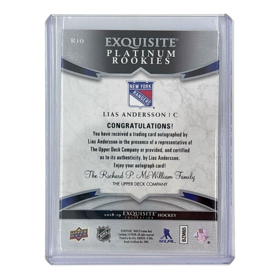 UPPER DECK NHLカード EXQUISITE COLLECTION LIAS ANDERSSON RANGERS 171/199 #R10 中古 IT1