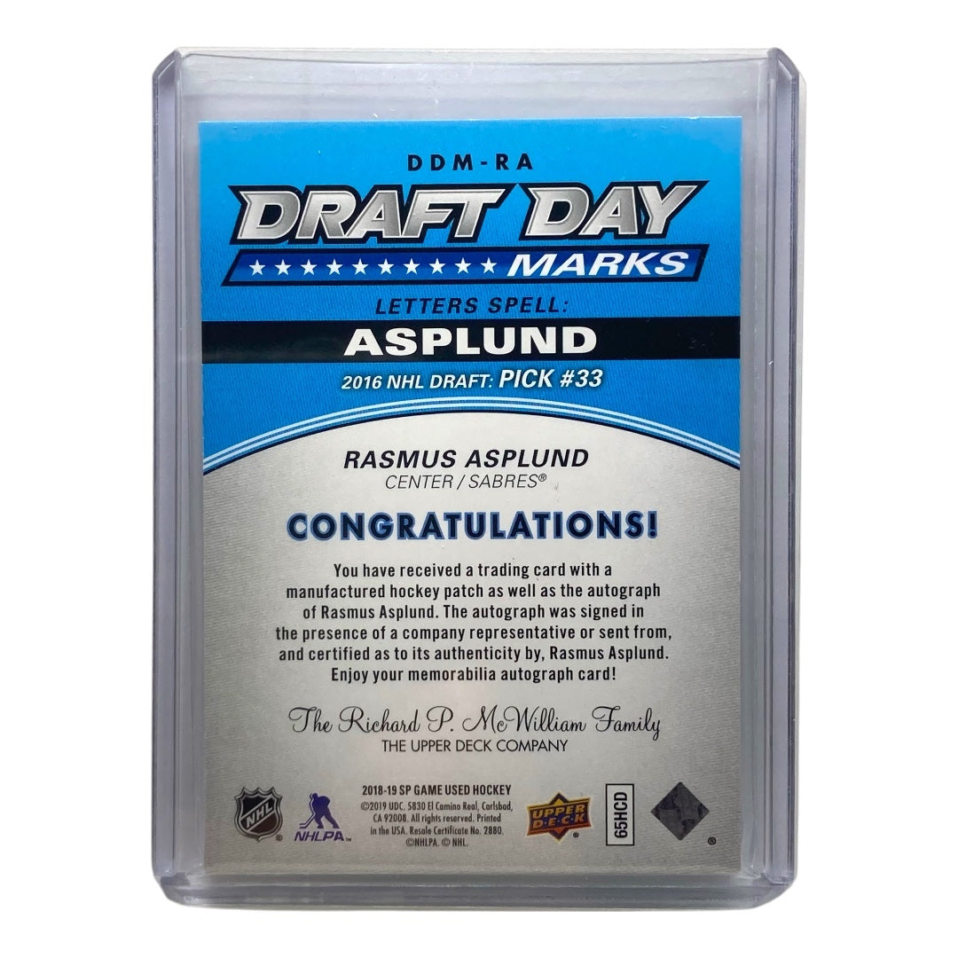 UPPER DECK NHLカード SP GAME USED RASMUS ASPLUND SABRES 11/35 #DDM-RA 中古 IT2