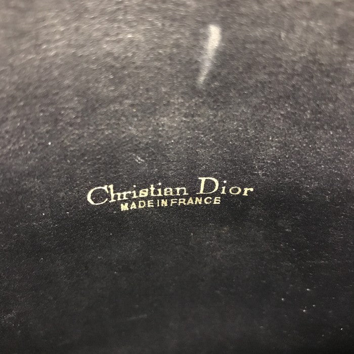 Christian Dior クリスチャンディオール トロッター ショルダーバッグ レディース オールド 斜め掛け ロゴプレート 半月型 レザー ネイビー/ベージュ 中古 T1