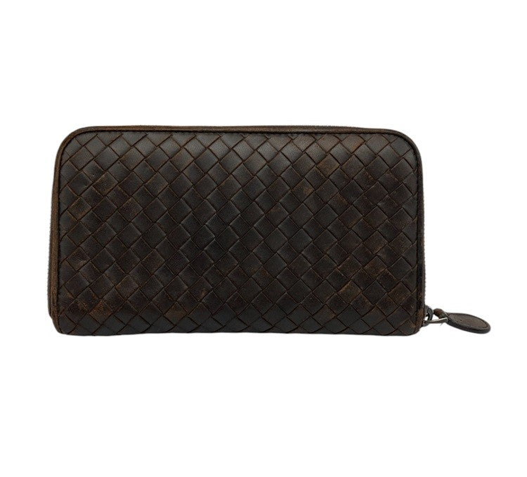 BOTTEGA VENETA ボッテガヴェネタ イントレチャート ラウンドファスナー長財布 中古 D4