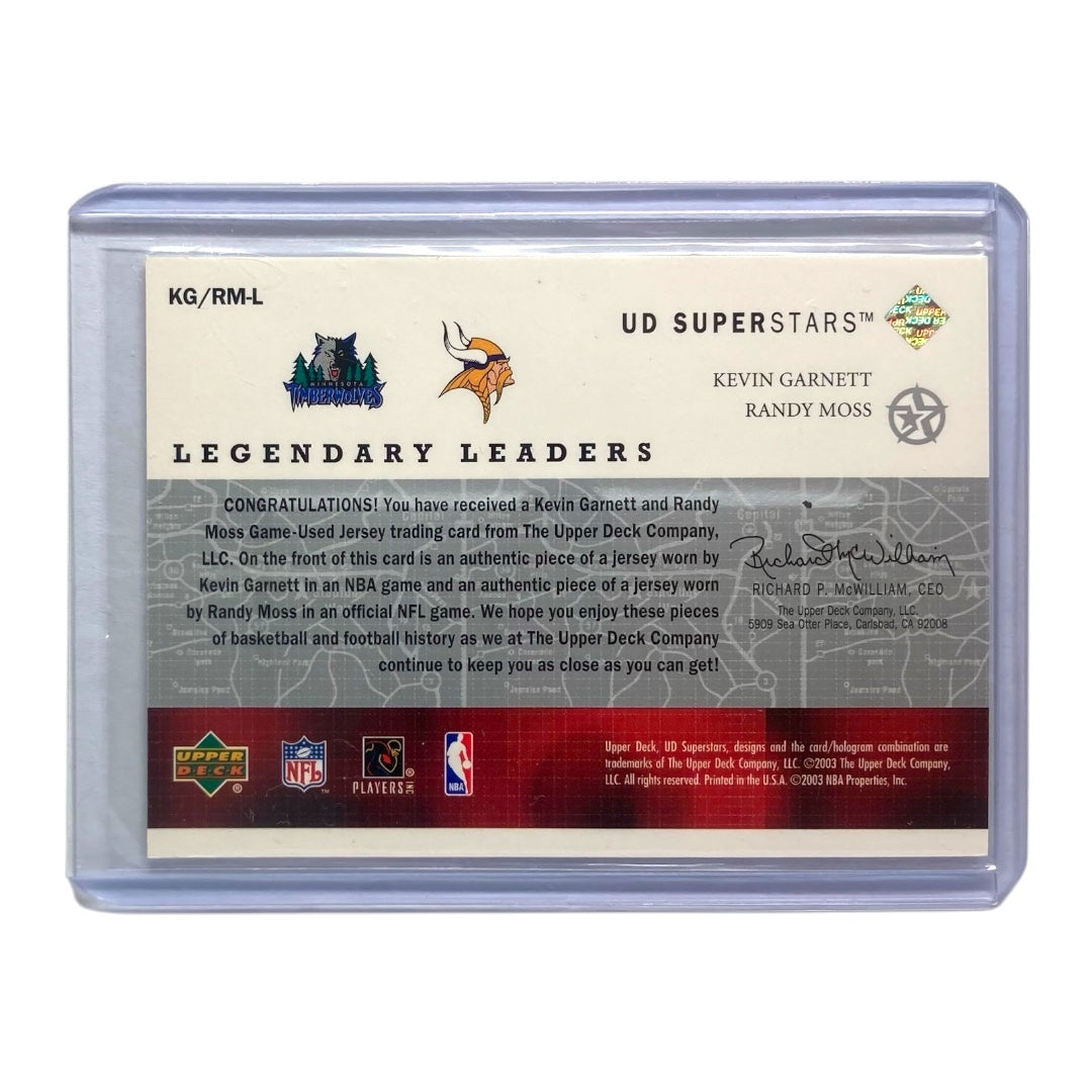 UPPER DECK NBA NFLカード UD SUPERSTARS LEGENDARY LEADERS RANDY VIKINGS MOSS KEVIN GARNETT TIMBERWOLVES #KG/RM-L 中古 IT2