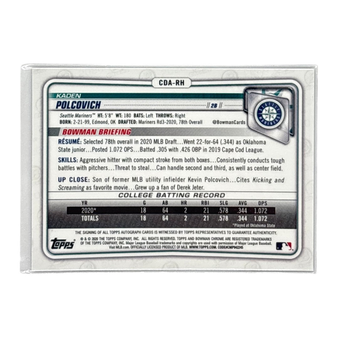 TOPPS MLBカード BOWMAN CHROME 1ST KADEN POLCOVICH SEATTLE MARINERS /250 #CDA-RH 中古 IT1