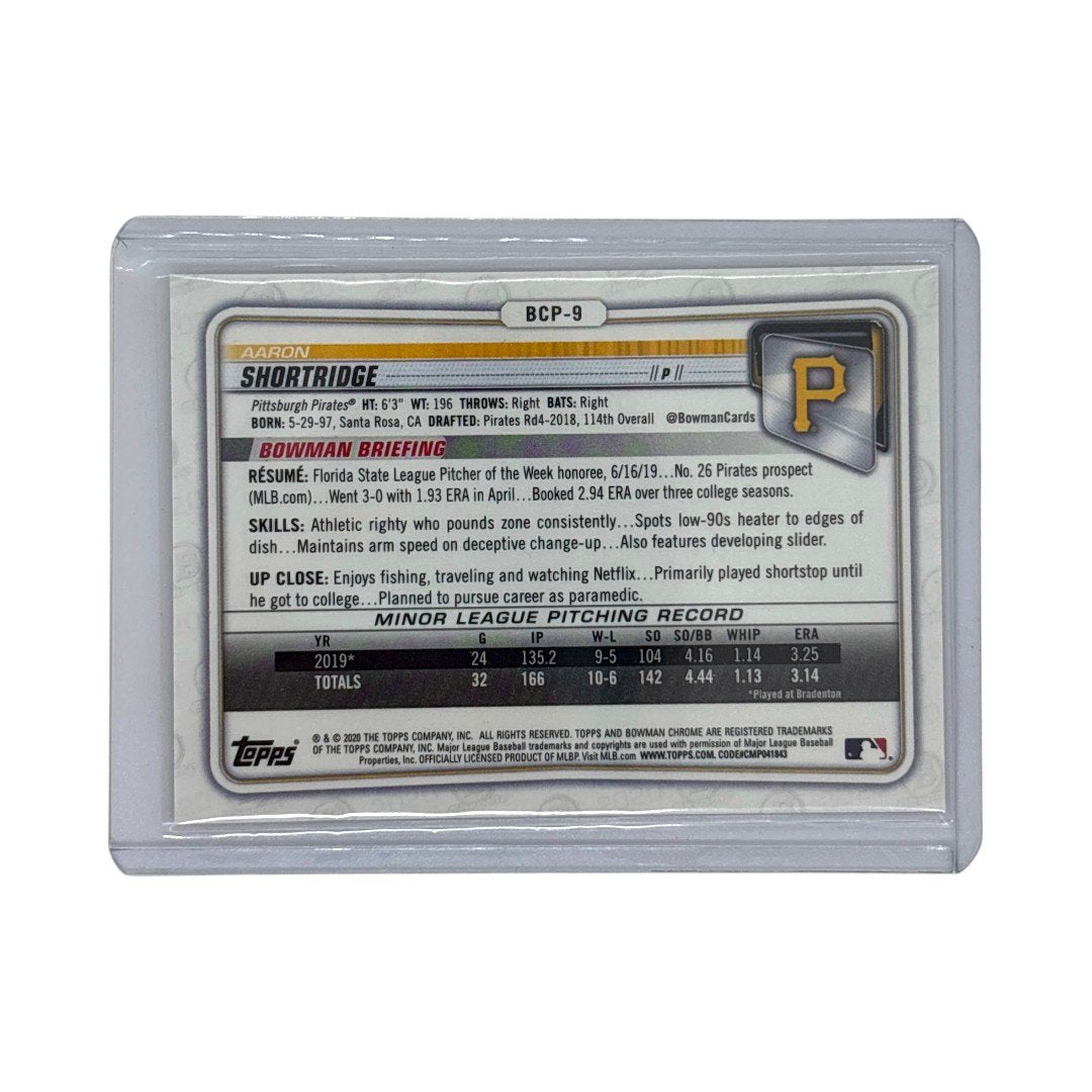 TOPPS MLBカード BOWMAN CHROME 1ST AARON SHORTRIDGE PITTSBURGH PIRATES 32/75 #BCP-9 中古 IT1