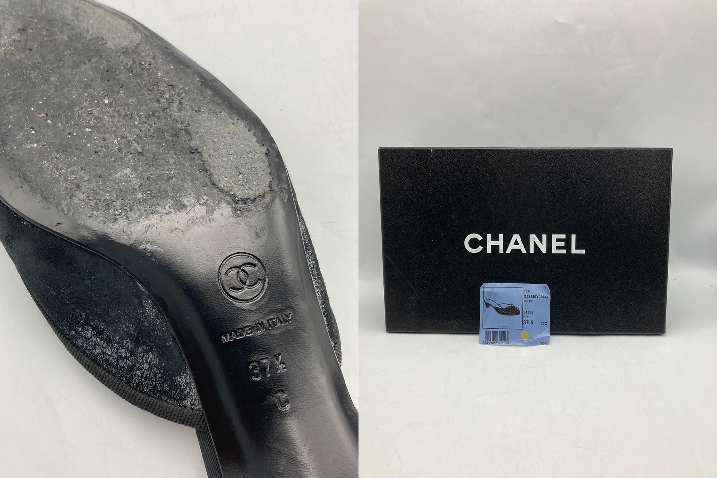 CHANEL シャネル ココマーク ヴィンテージ加工 ミュール G28285Y02533 サイズ37.5 中古 D4