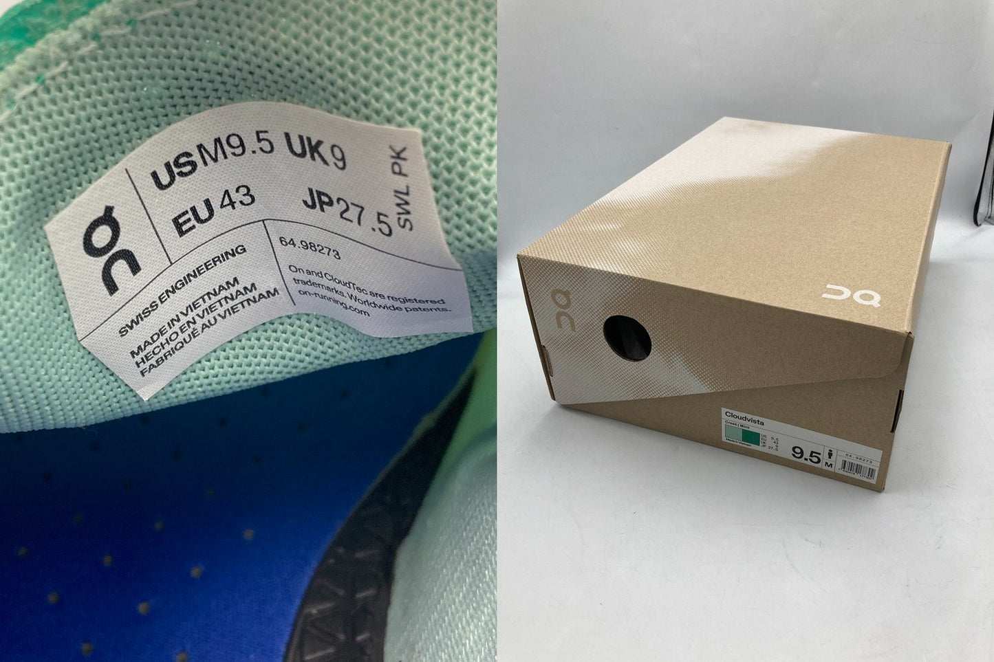 On Cloudvista オン クラウドビスタ ランニングシューズ Creek/Mint サイズ27.5cm メンズ 中古 D4