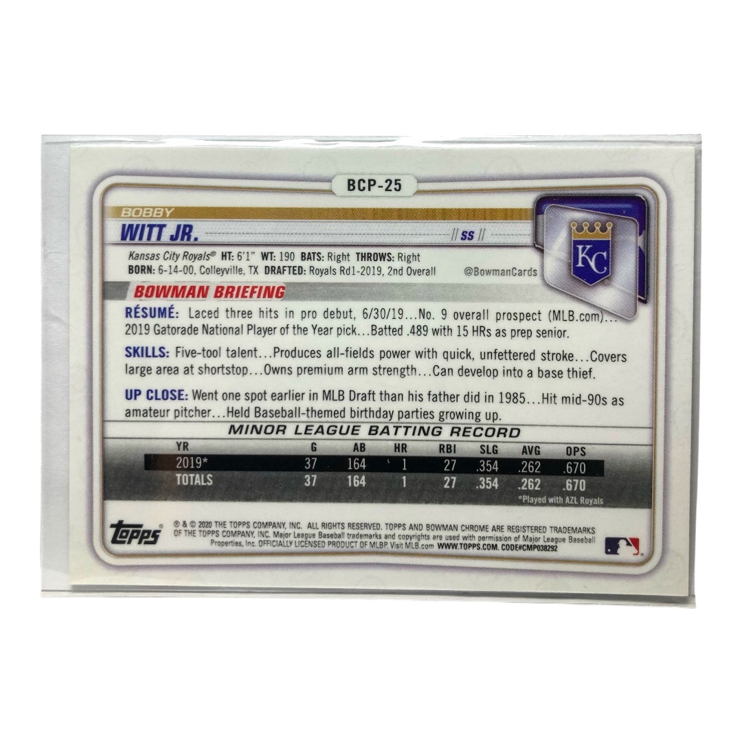 TOPPS MLBカード BOWMAN CHROME BOBBY WITT JR. ROYALS #BCP-25 中古 IT2