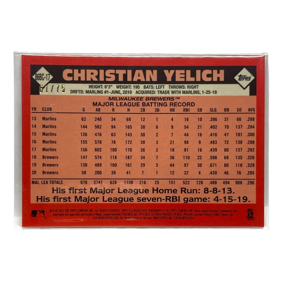 TOPPS MLBカード CHROME CHRISTIAN YELICH BREWERS 61/75 #86BC-17 中古 IT2