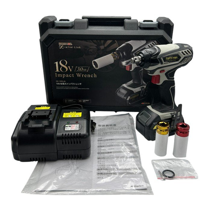 高儀 Takagi EARTH MAN 18V 充電式インパクトレンチ infini-Link IW-180LiB 電動工具 タイヤ交換 締め付け ゆるめ USB出力付 中古 W4