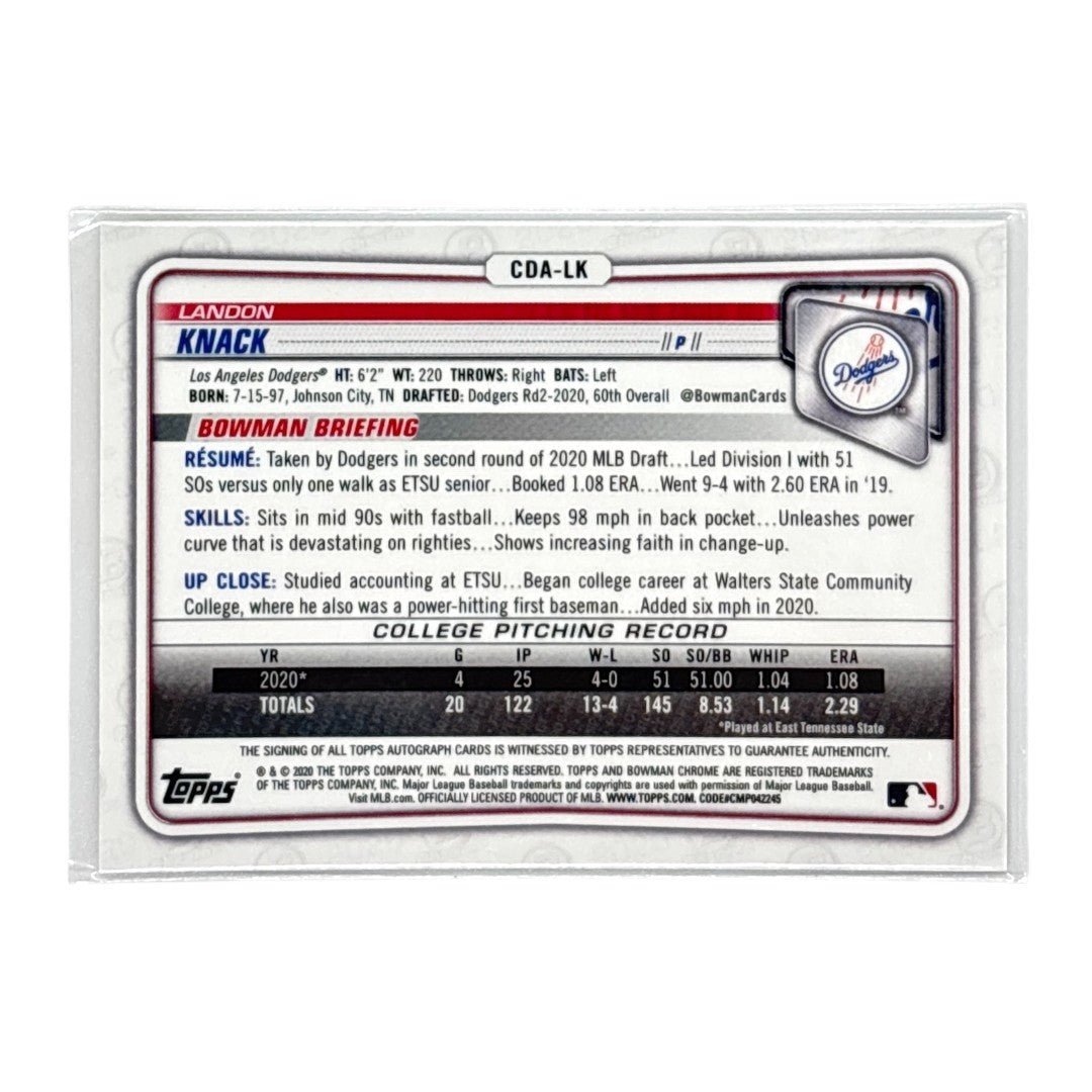 TOPPS MLBカード BOWMAN CHROME 1ST LANDON KNACK LOS ANGELES DODGERS #CDA-LK 中古 IT1