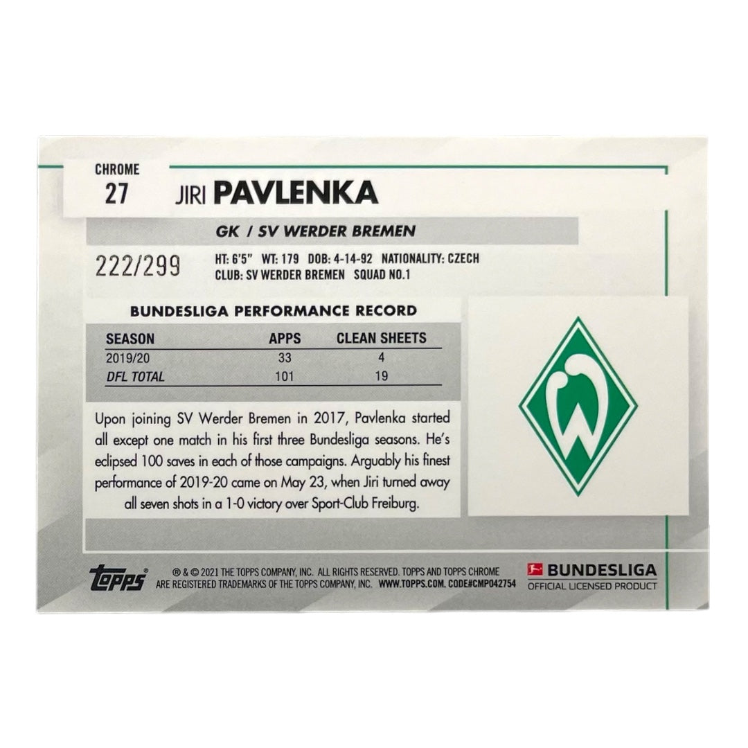 TOPPS サッカーカード CHROME JIRI PAVLENKA WERDER BREMEN /299 #27 中古 IT2