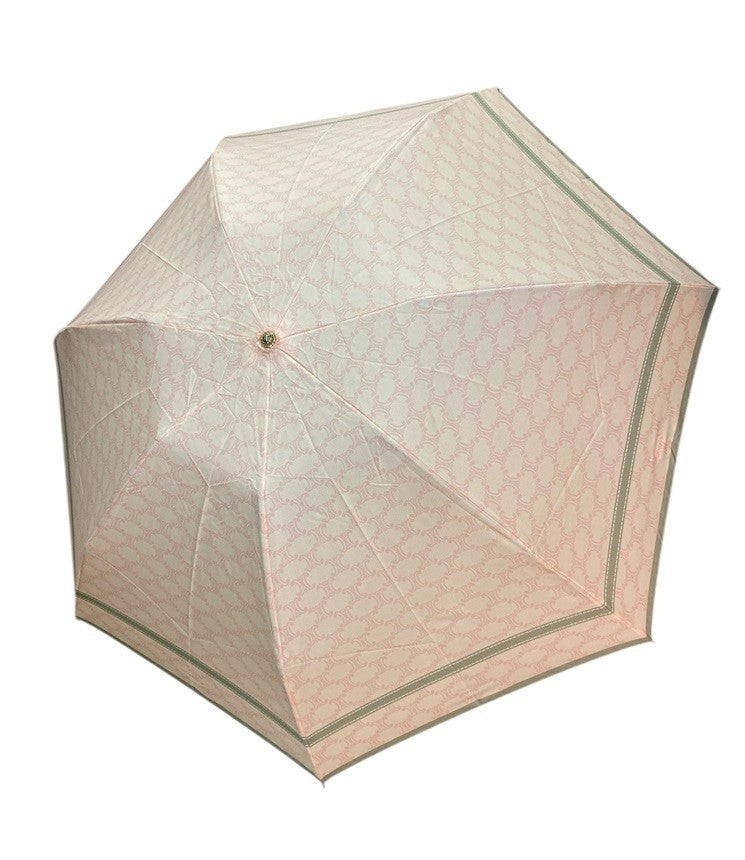 CELINE セリーヌ マカダム 折りたたみ 雨傘 ピンク 中古 D4