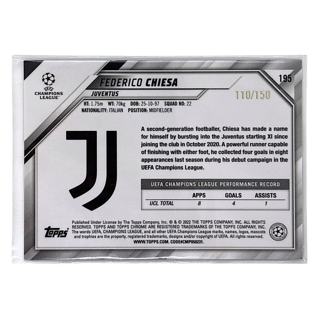 TOPPS サッカーカード CHROME FEDERICO CHIESA JUVENTUS /150 #195 中古 IT1