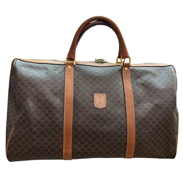 CELINE セリーヌ ボストンバッグ ユニセックス マカダム柄 ショルダー ブラウン 鞄 肩掛け ブランド 旅行 大きめ 中古 W4