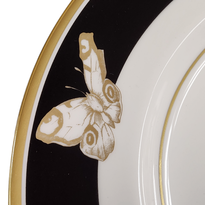 MINTON ミントン ROSENBORG ローゼンブルグ プレート 27cm 陶磁器 金彩 蝶々 ホワイト/ブラック ROSENB10P 中古 T1