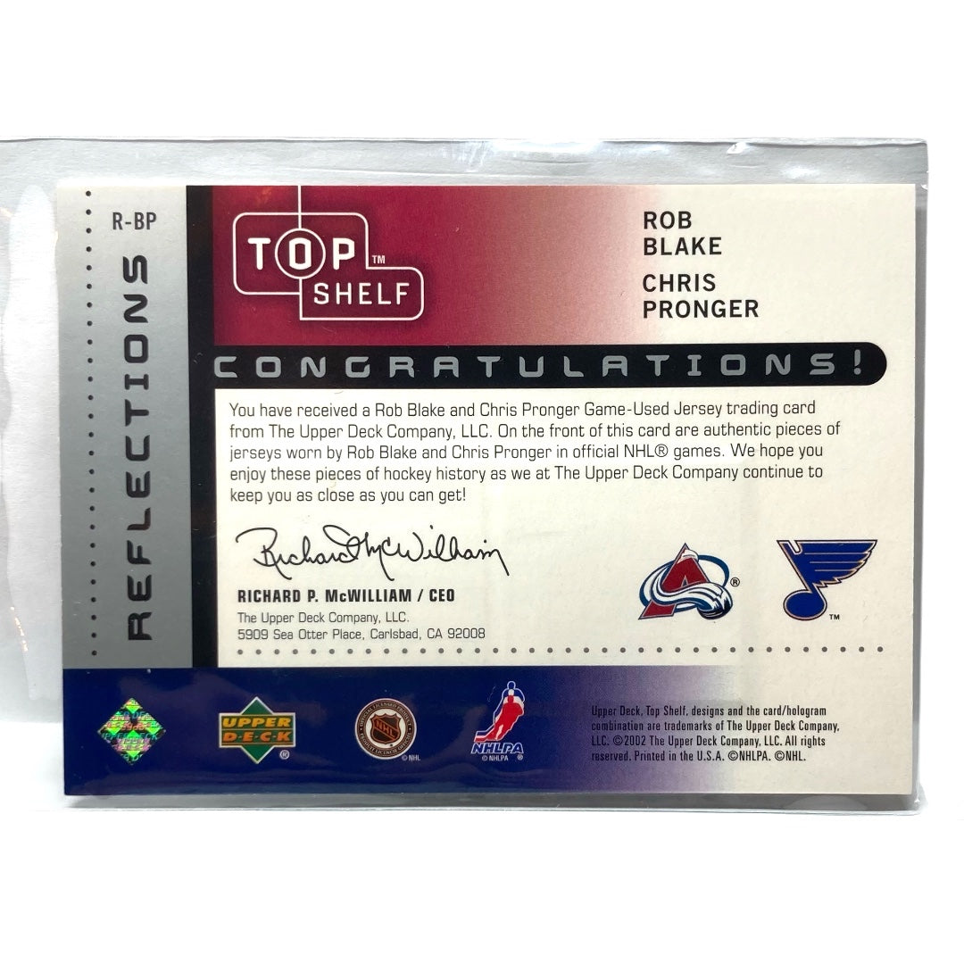 UPPER DECK NHLカード TOP SHELF ROB BLAKE CHRIS PRONGER AVALANCHE BLUES 16/99 #R-BP 中古 IT2