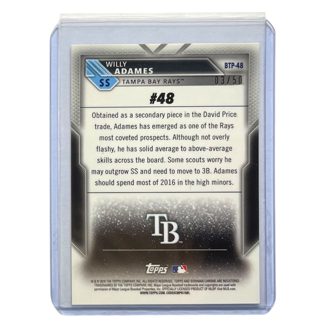 TOPPS MLBカード BOWMAN CHROME WILLY ADAMES TAMPA BAY RAYS /50 #BTP-48 中古 IT2