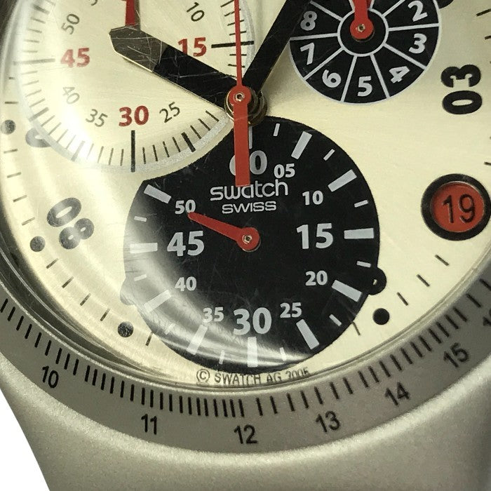 SWATCH IRONY 腕時計 メンズ アナログ クォーツ クロノグラフ デイト アルミニウム シルバー 中古 T1