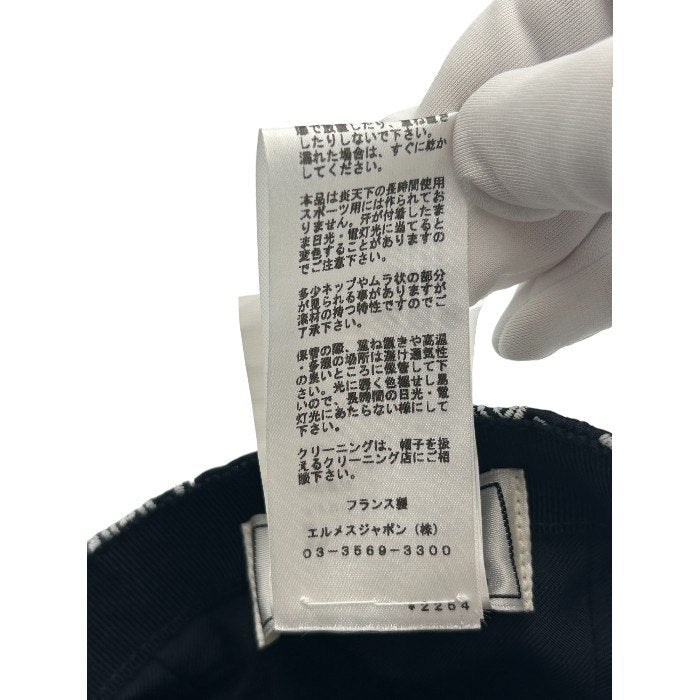 HERMES エルメス ペイズリー柄 キャップ 帽子 ブランド ネイビー メンズ 中古 送料無料 W4