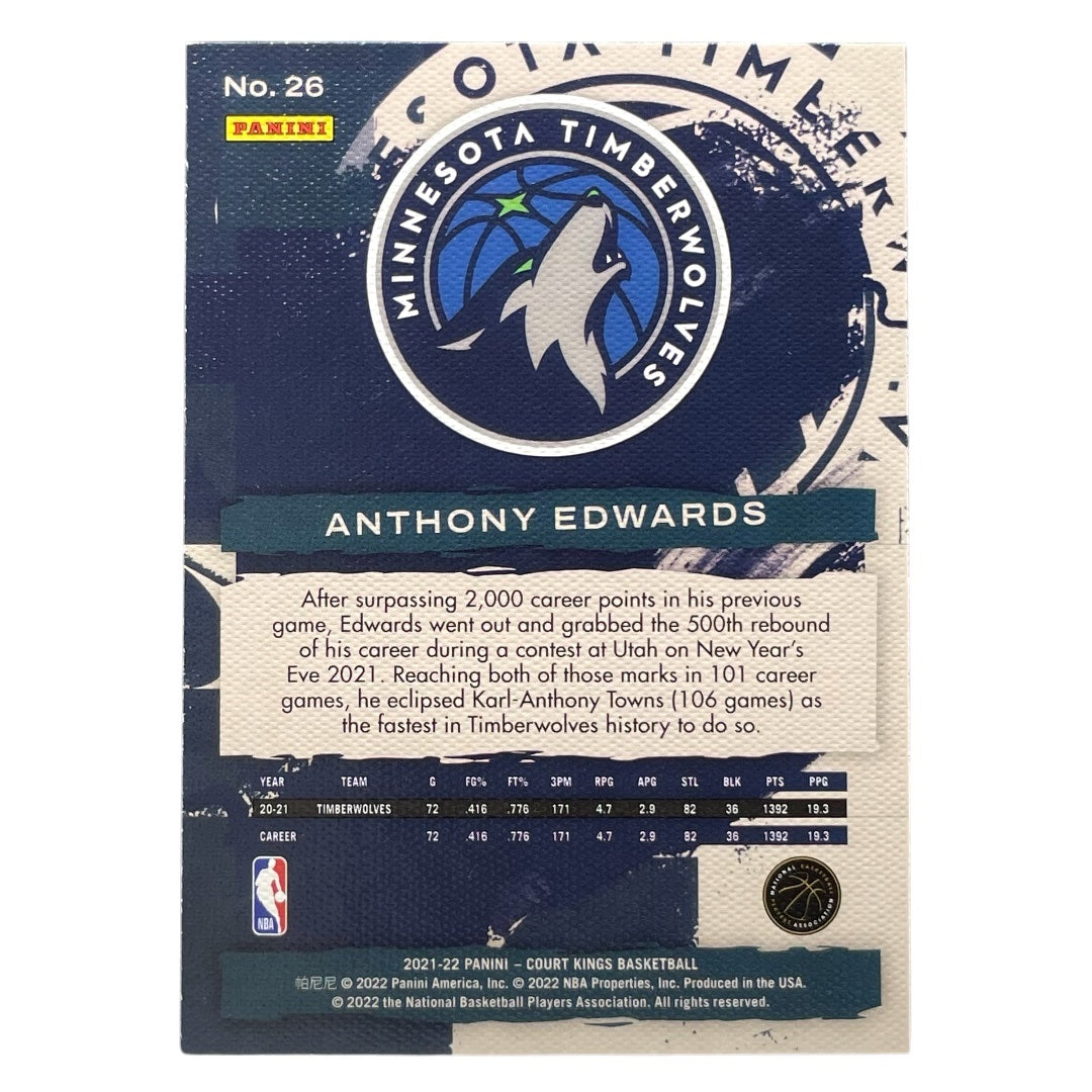 PANINI NBAカード COURT KINGS ANTHONY EDWARDS MINNESOTA TIMBERWOLVES #26 中古 IT2