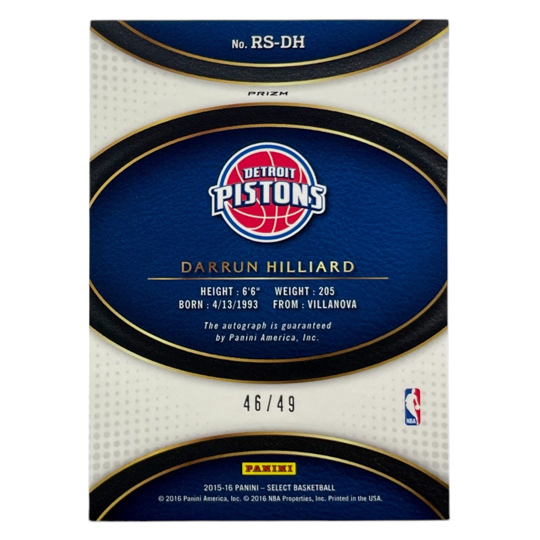 PANINI NBAカード SELECT PRIZM DARRUN HILLIARD PISTONS /49 #RS-DH 中古 IT2