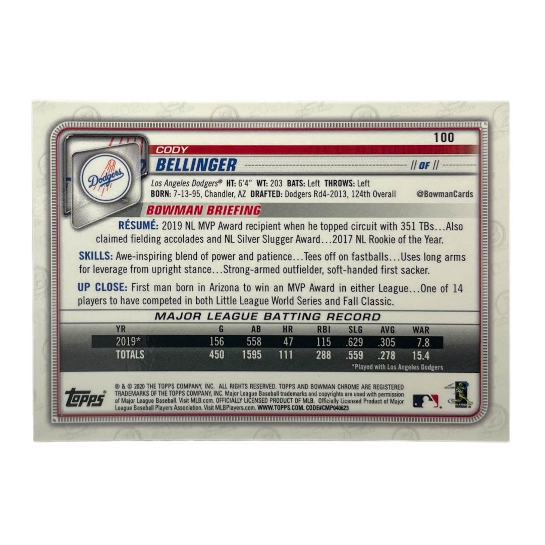 TOPPS MLBカード BOWMAN CHROME CODY BELLINGER LOS ANGELES DODGERS /250 #100 中古 IT2