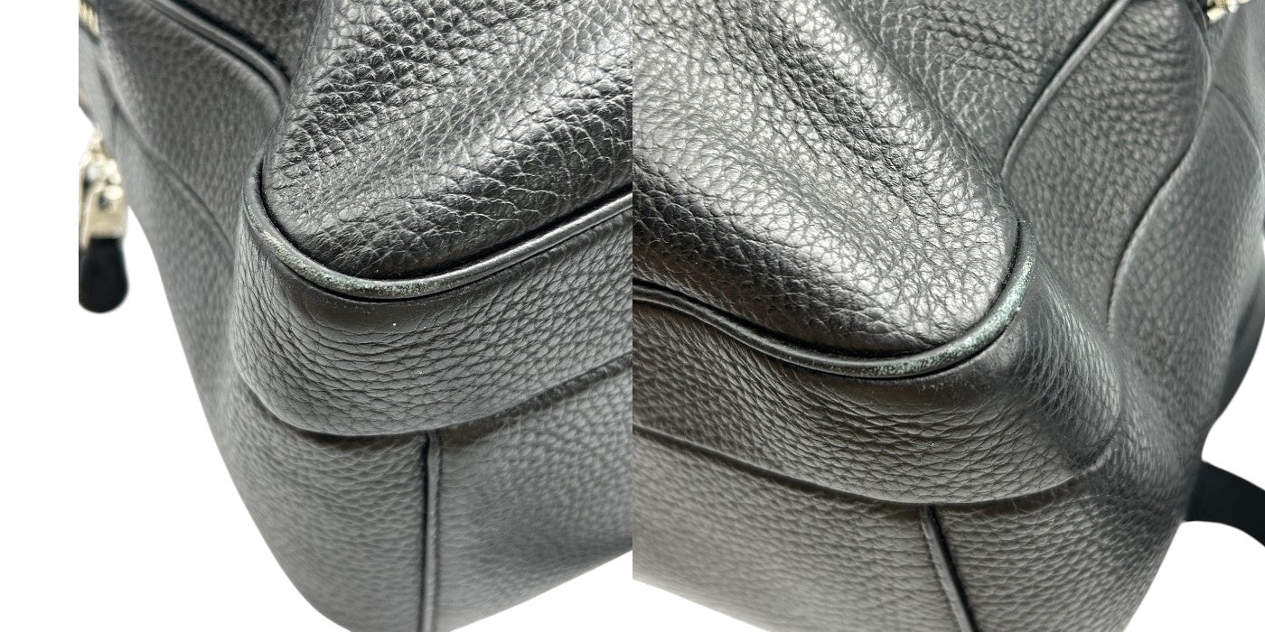 COACH コーチ ハミルトン ぺブルレザー バックパック F72082 リュックサック メンズ 通勤 A4 本革 ブラック 中古 W4