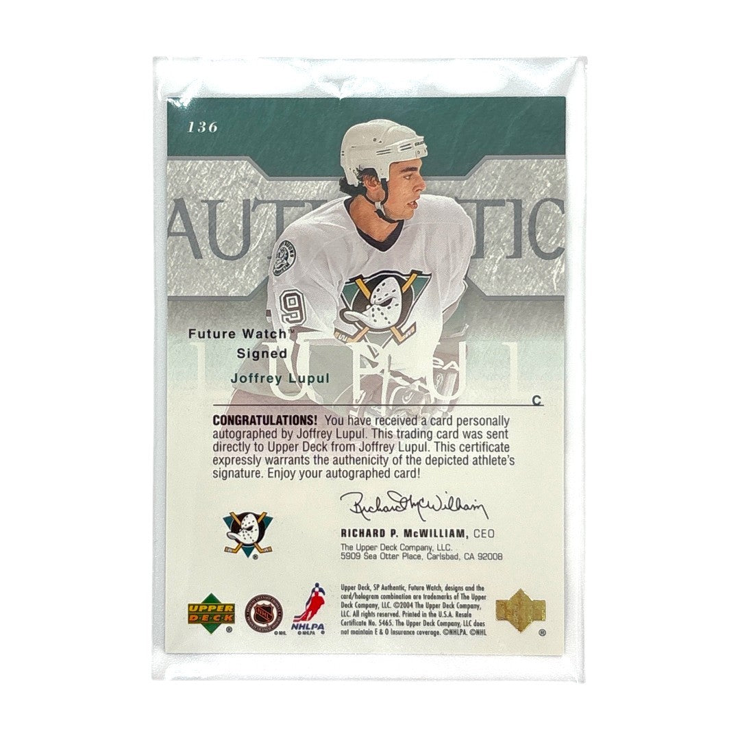 UPPER DECK NHLカード SP AUTHENTIC JOFFREY LUPUL MIGHTY DUCKS 546/900 #136 中古 IT1