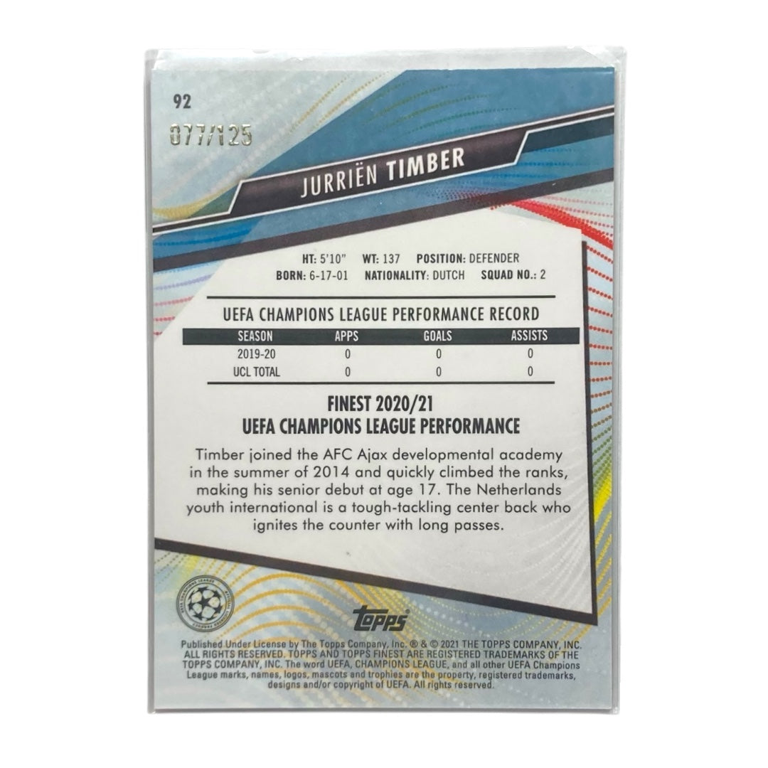 TOPPS サッカーカード FINEST JURRIEN TIMBER AJAX /125 #92 中古 IT2