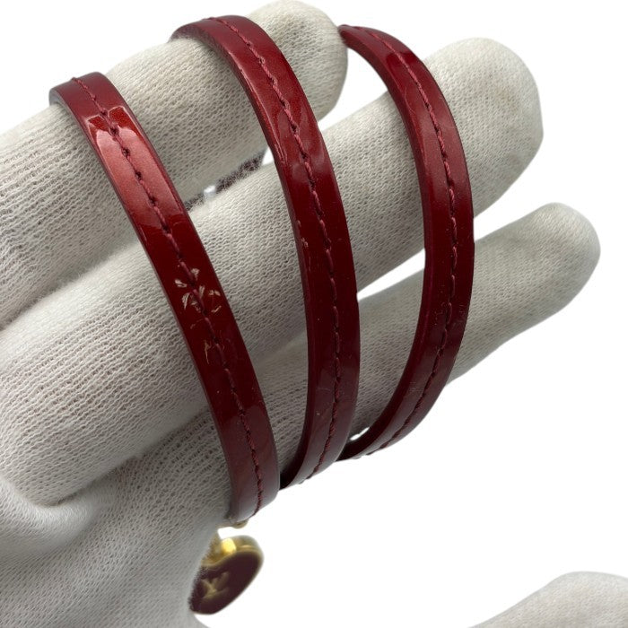 LOUIS VUITTON ルイヴィトン ブラスレ コミット ブレスレット レディース ヴェルニ エナメル ハート ロゴ ゴールド金具 レッド M6625F アクセサリー ブランド おしゃれ かわいい 中古 W4