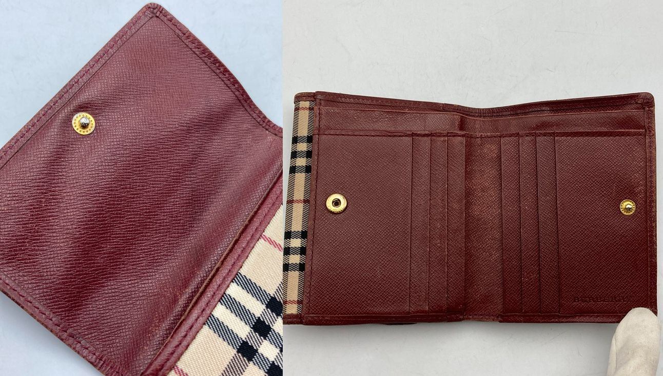 BURBERRY バーバリー チェック柄 Wホック 2つ折り財布 中古 D4