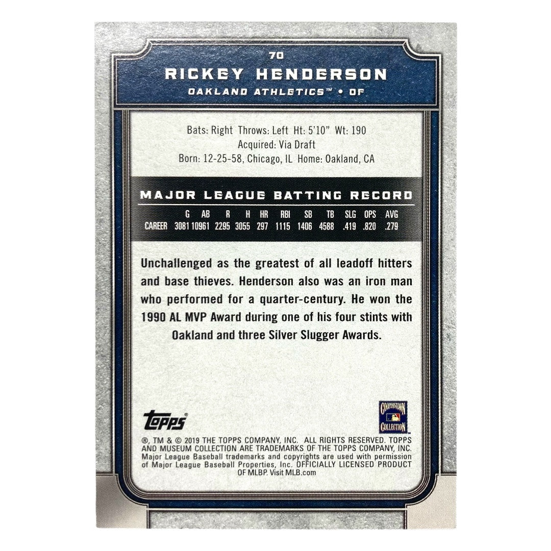 TOPPS MLBカード MUSEUM COLLECTION RICKEY HENDERSON ATHLETICS 010/150 #70 中古 IT2
